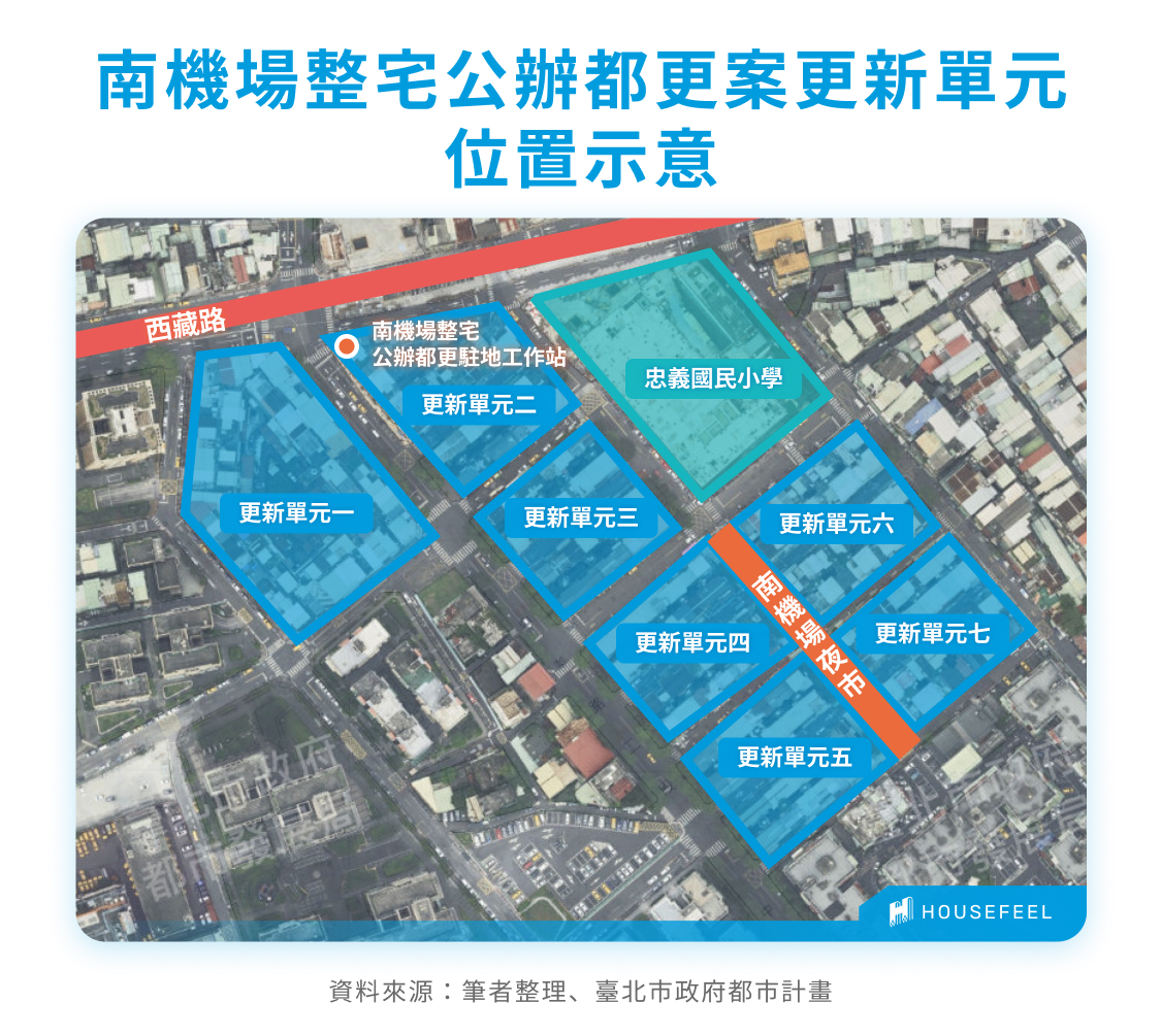 南機場整宅公辦都更案更新單元位置示意