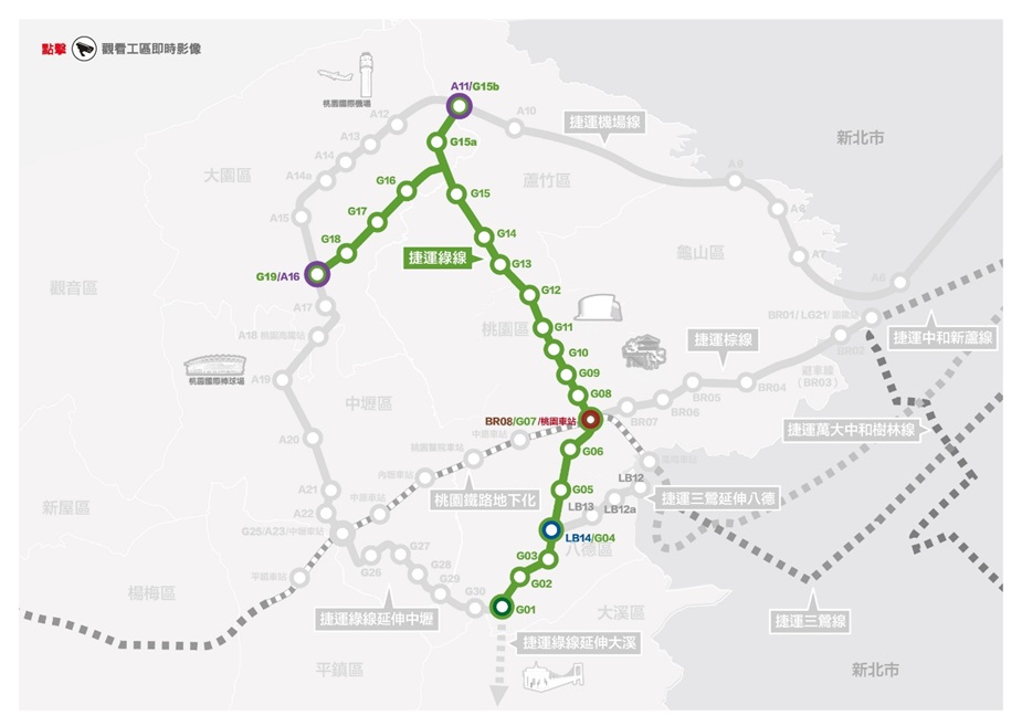 桃園捷運綠線路線圖