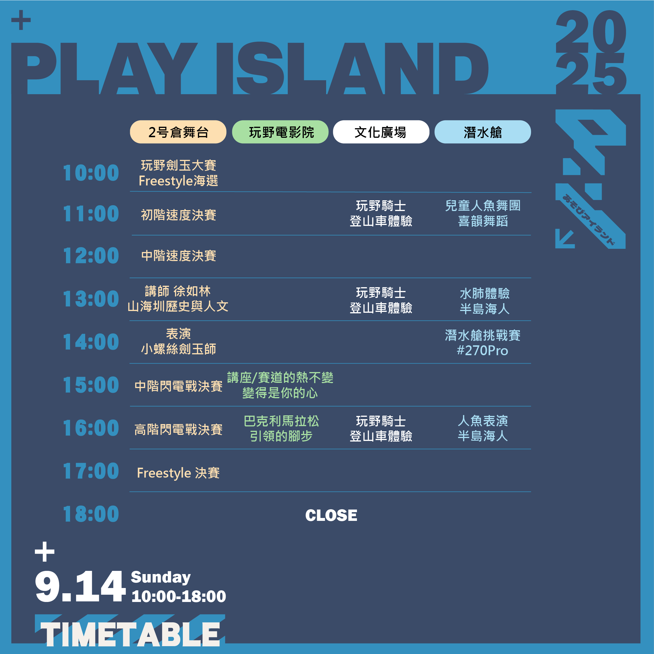 玩野祭9月14日節目表