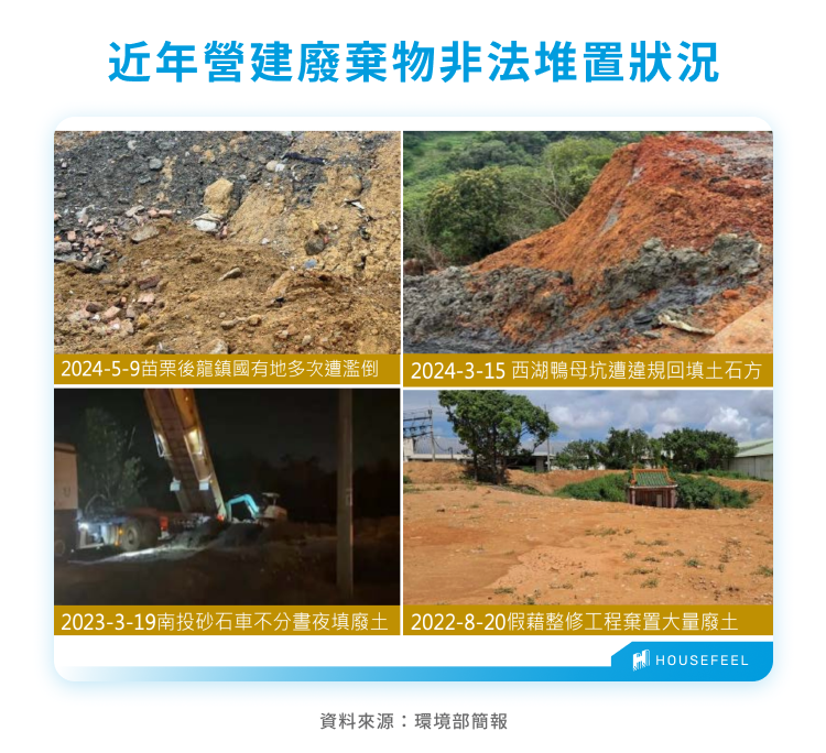 近年營建廢棄物非法堆置狀況