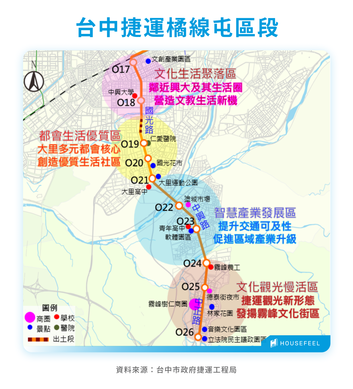 台中捷運橘線路線圖-屯區段 台中捷運橘線路線圖-屯區段