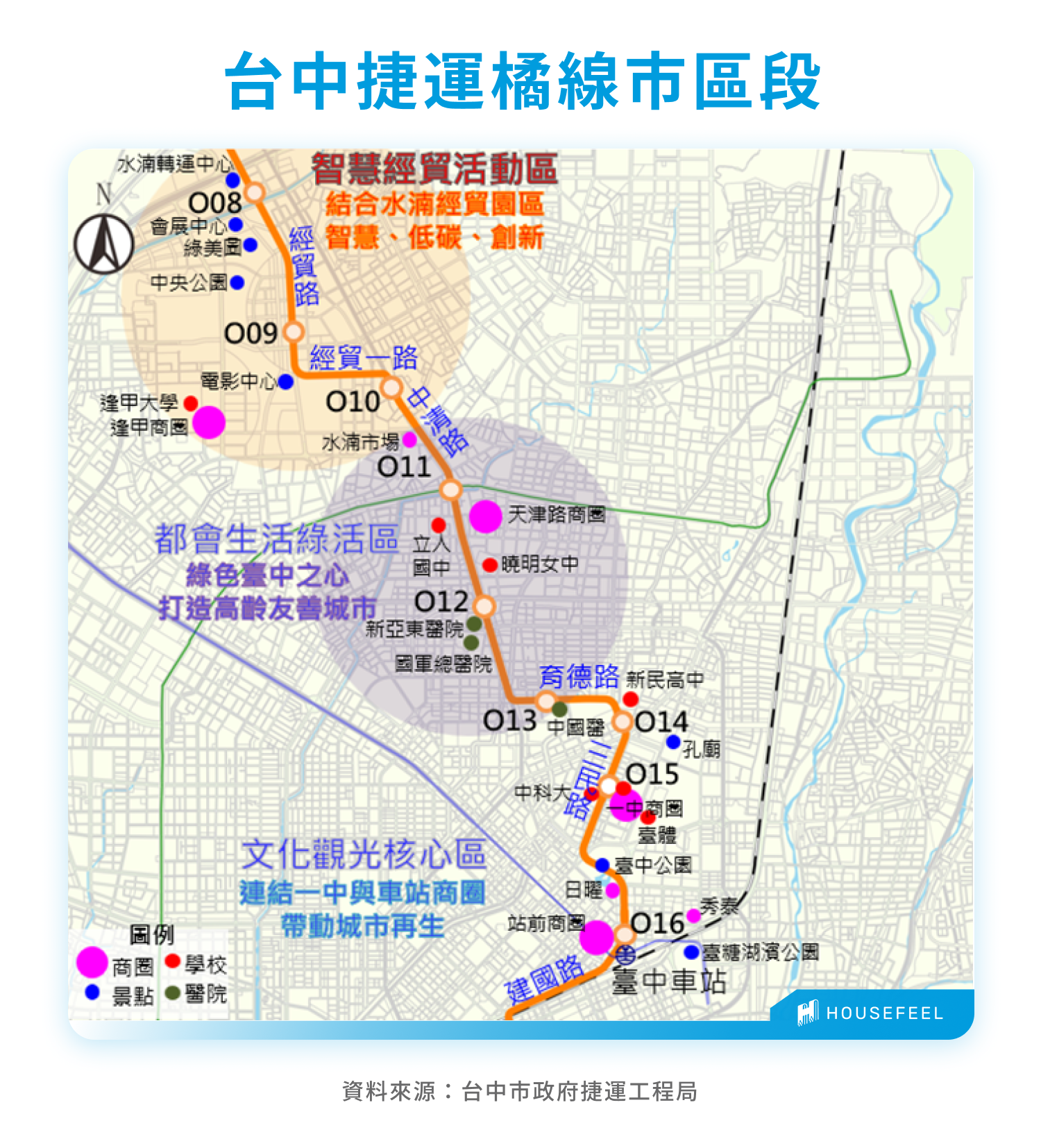 台中捷運橘線路線-市區段 台中捷運橘線路線-市區段