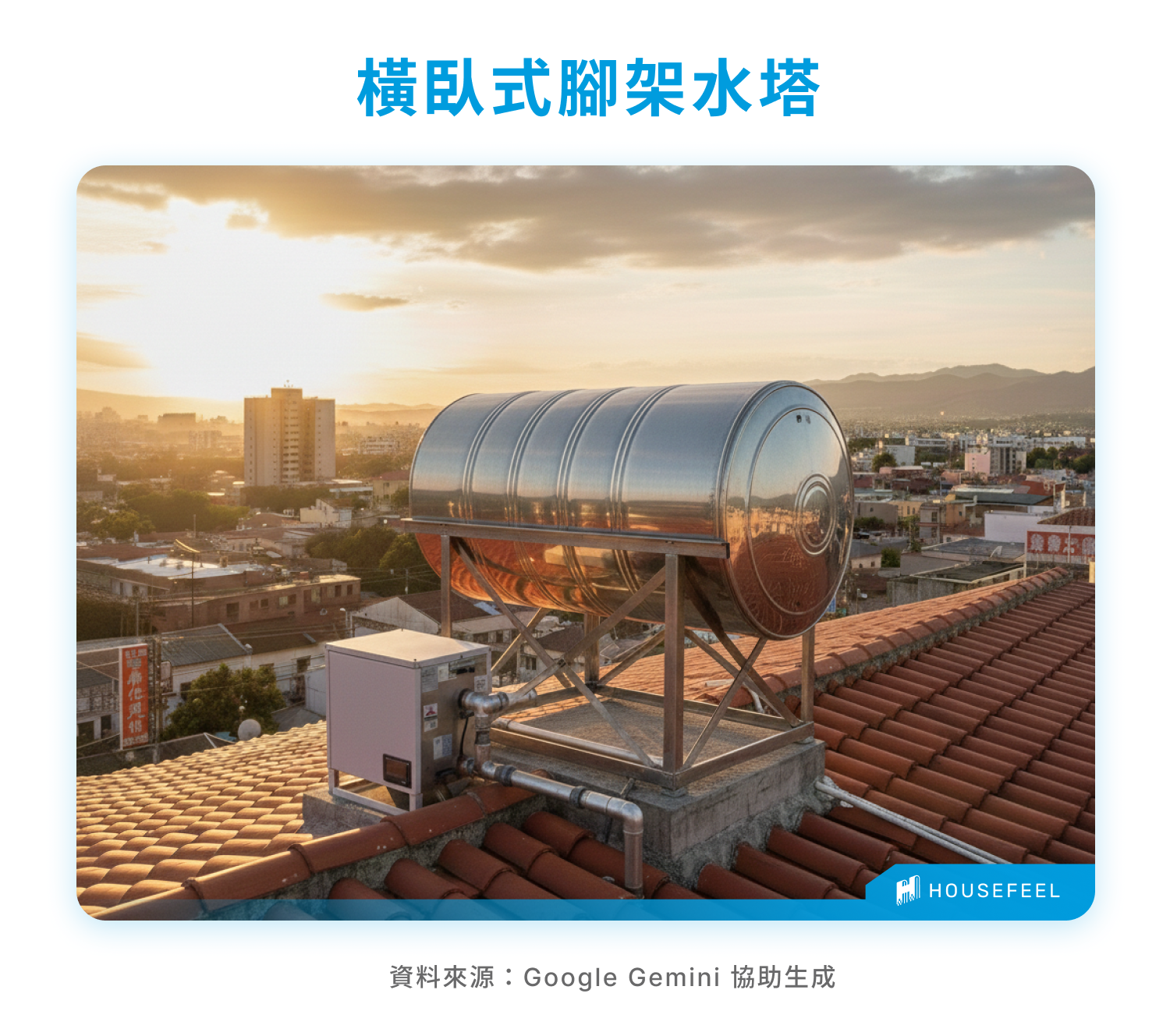 橫臥式腳架水塔