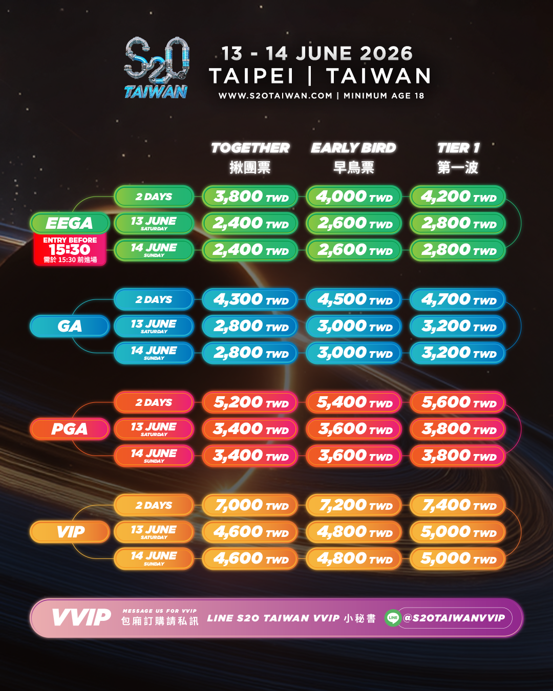 S2O 潑水音樂節票價