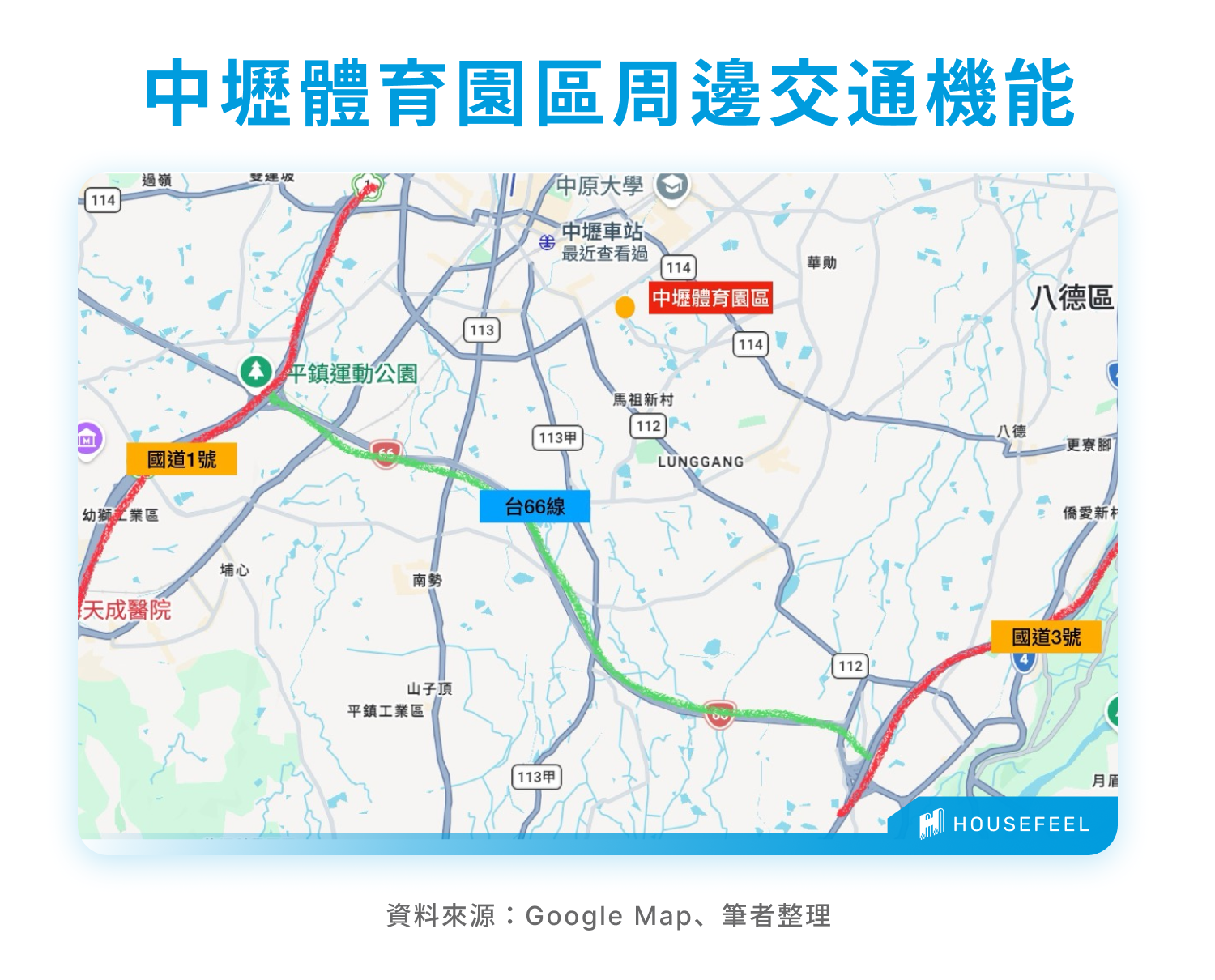 中壢體育園區周邊交通機能