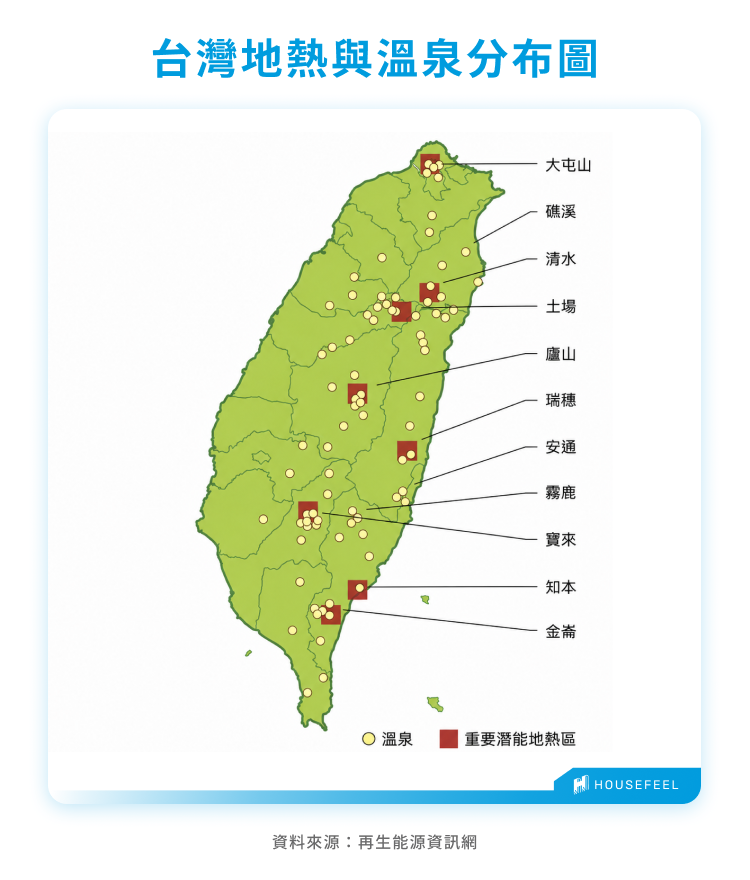 台灣地熱與溫泉分布圖