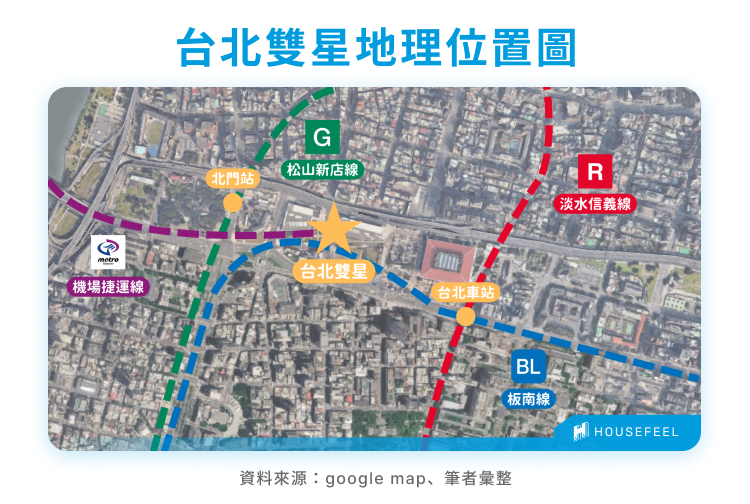 台北雙星地理位置圖 台北雙星地理位置圖