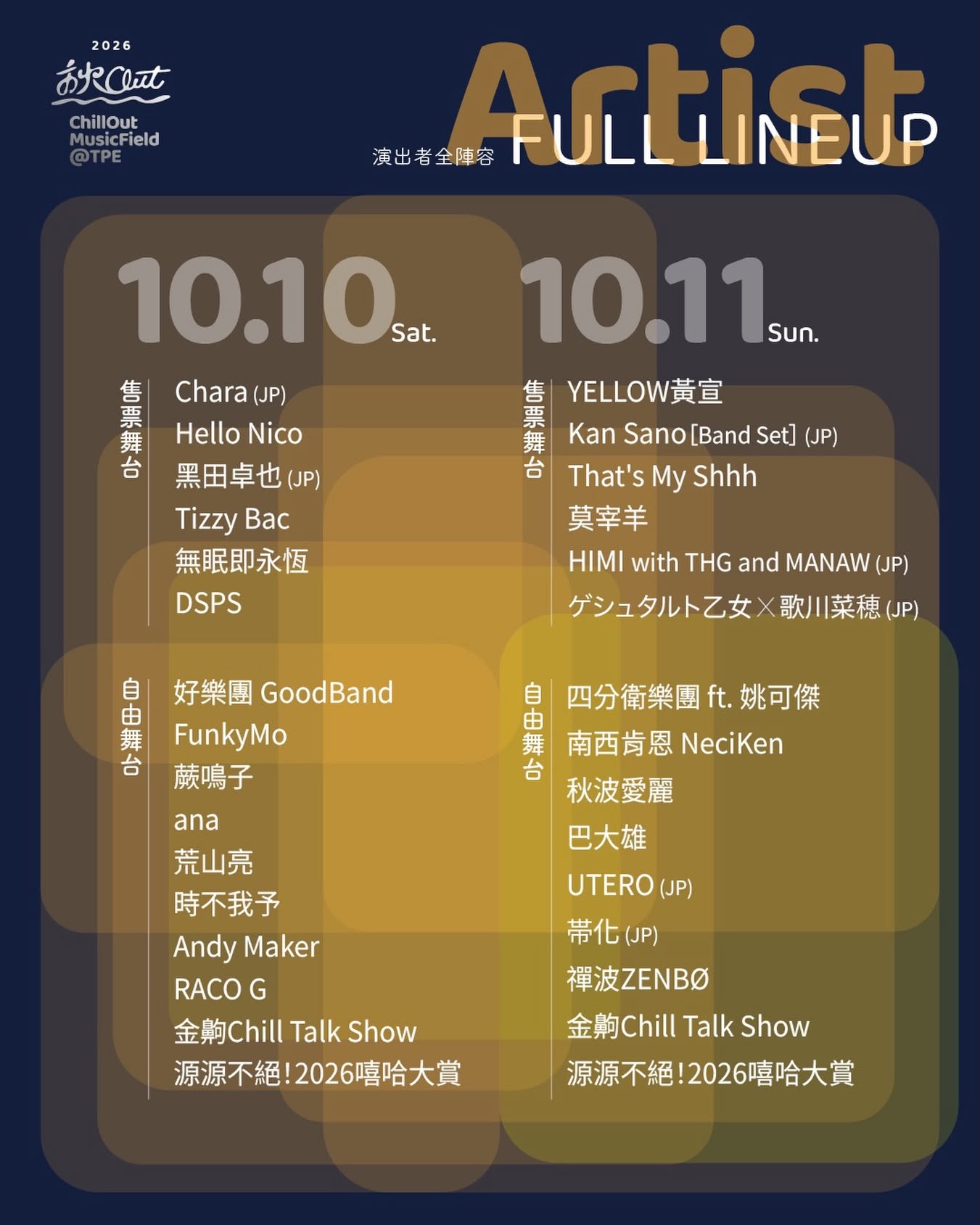 秋Out音樂節演出陣容