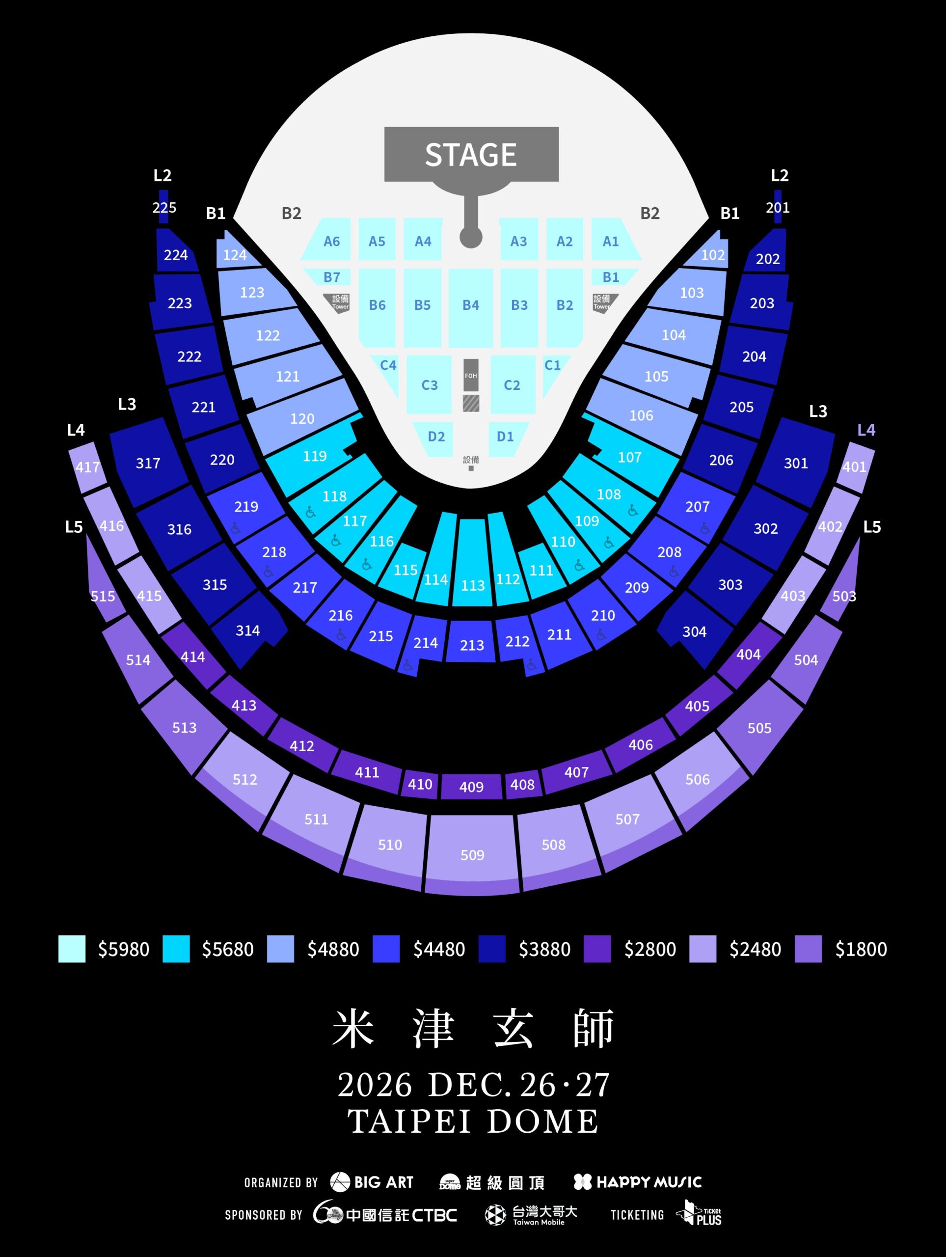 米津玄師大巨蛋演唱會票價